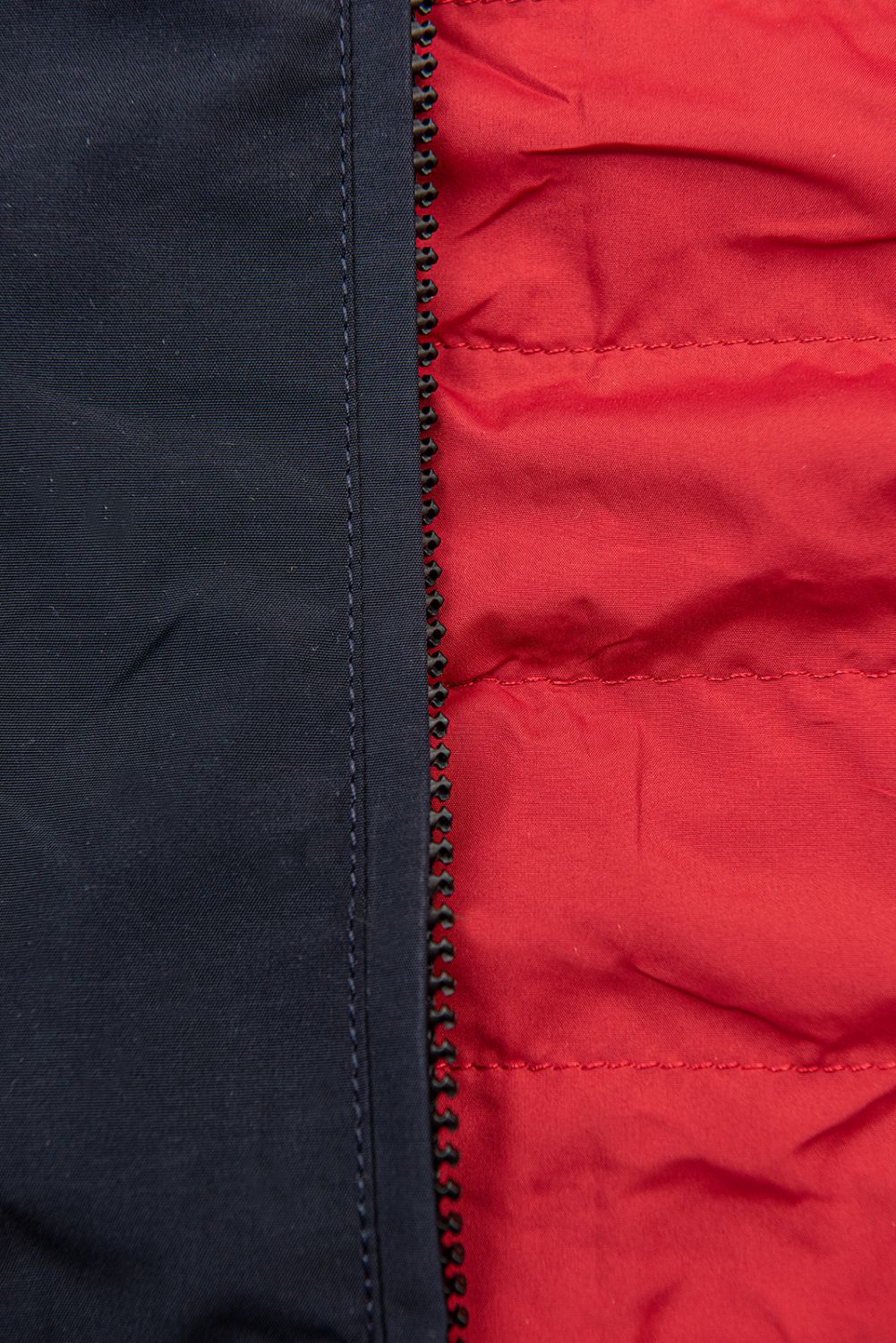 Beidseitig tragbare Frühlings-Wendeparka dunkelblau/rot