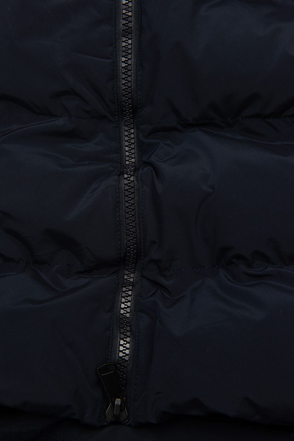 Lange Steppweste mit Kapuze Dunkelblau