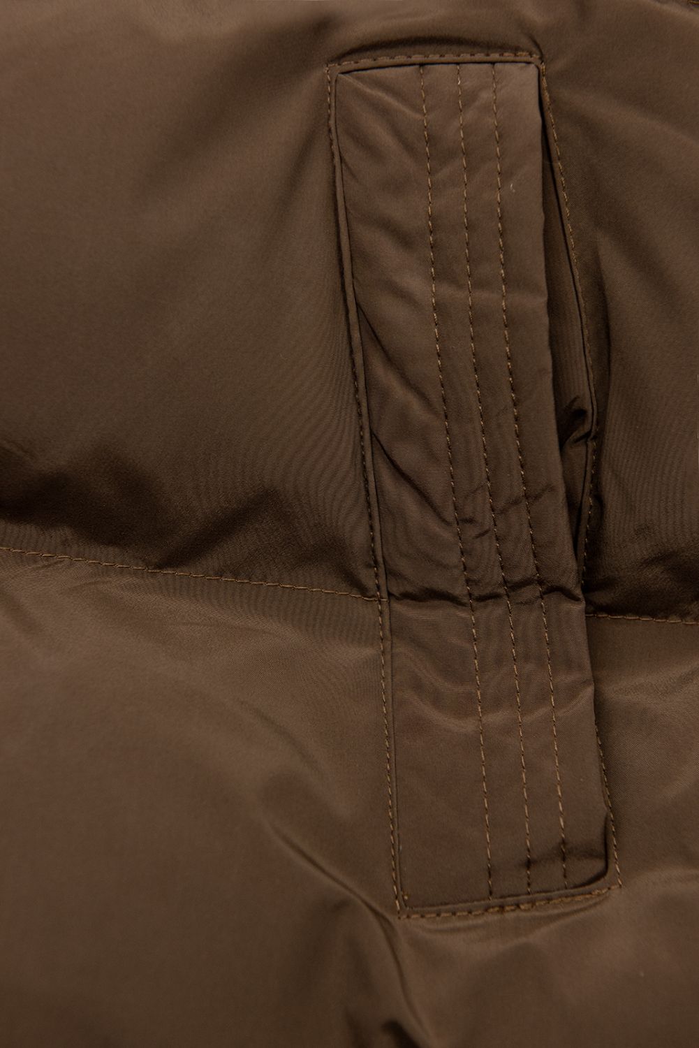 Lange Steppweste mit Kapuze Braun