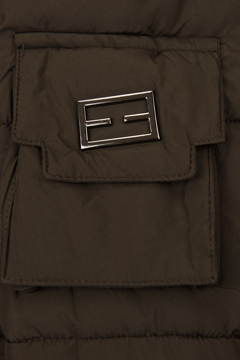 Schokoladenbraune Steppjacke mit Kunstpelz