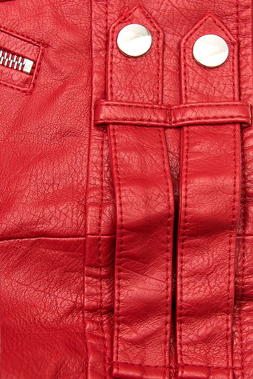 Lederimitatjacke im Biker-Look rot