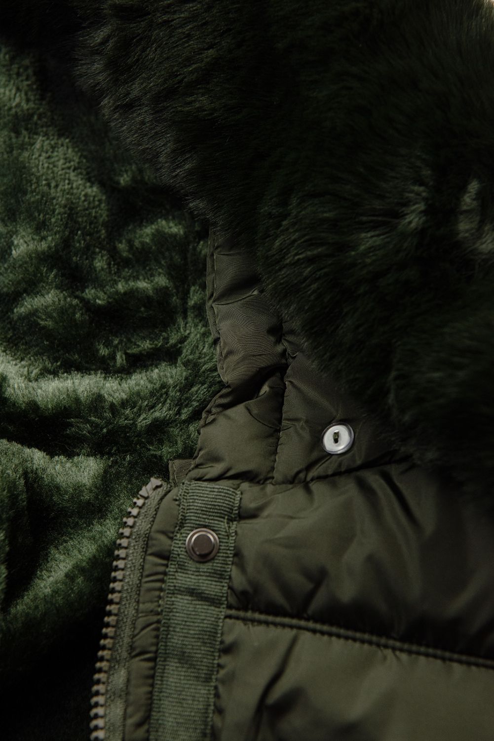 Wintermantel mit Teddy-Futter Khaki