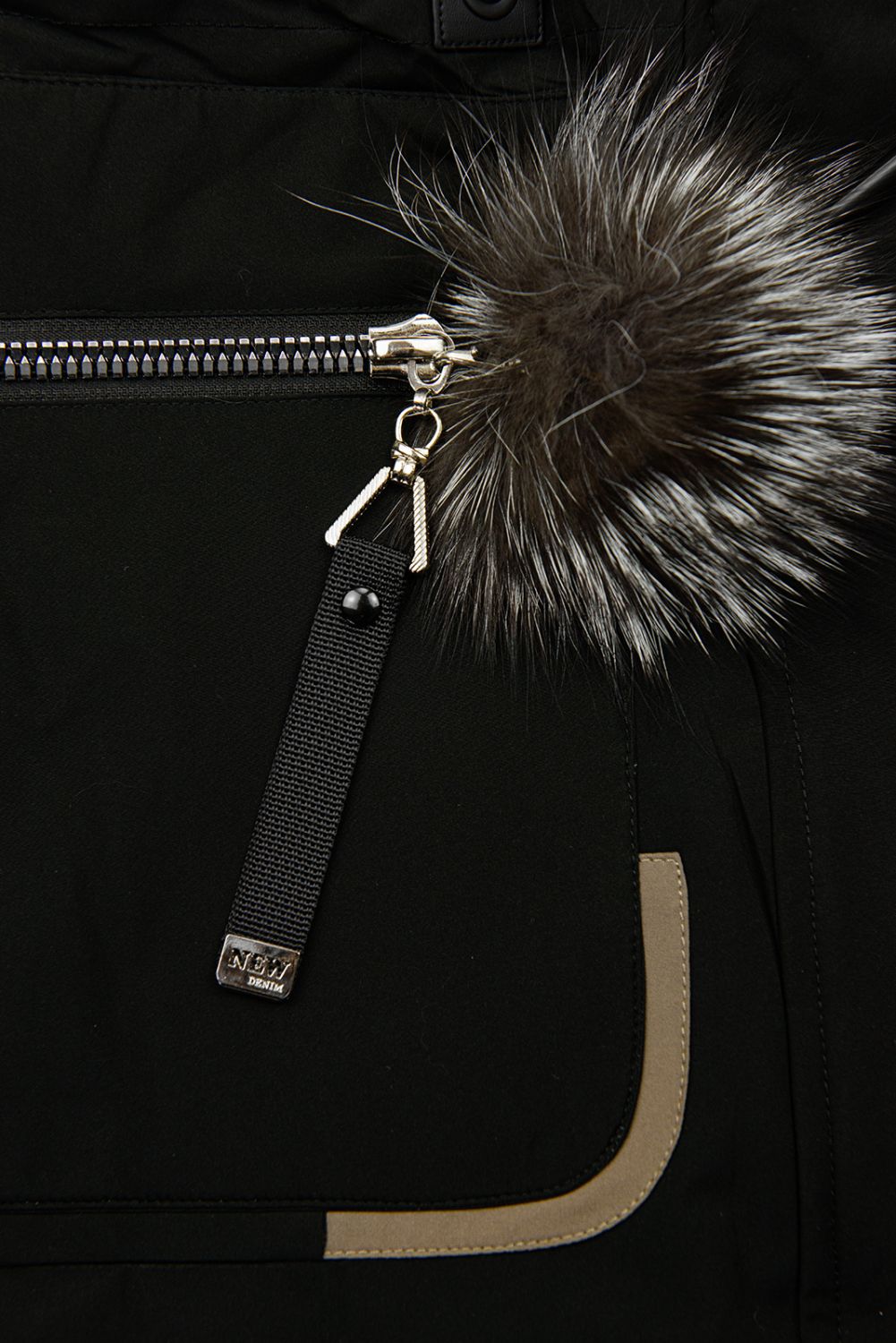 Langer Damen-Winterparka mit verstellbarer Taille Schwarz