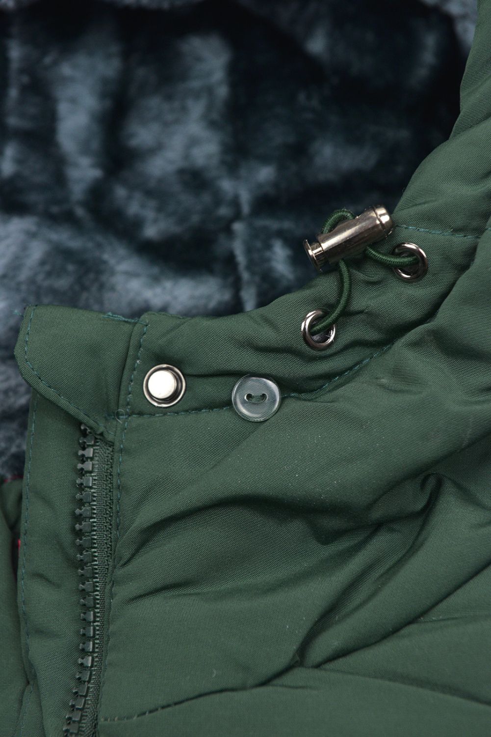 Winterjacke mit Teddy-Futter dunkelgrün/grau