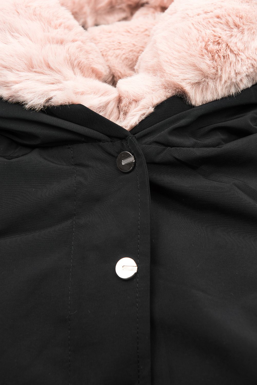 Parka mit Kunstpelz Saum schwarz-rosa