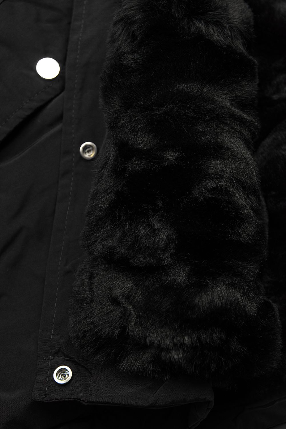 Parka mit Kunstpelz Saum schwarz-schwarz