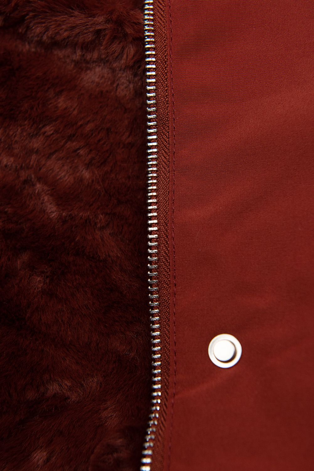 Winterparka mit Fellimitat braunrot