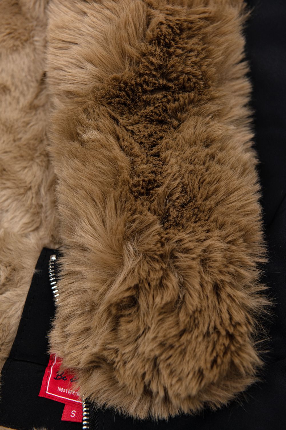 Winterparka mit Fellimitat schwarz