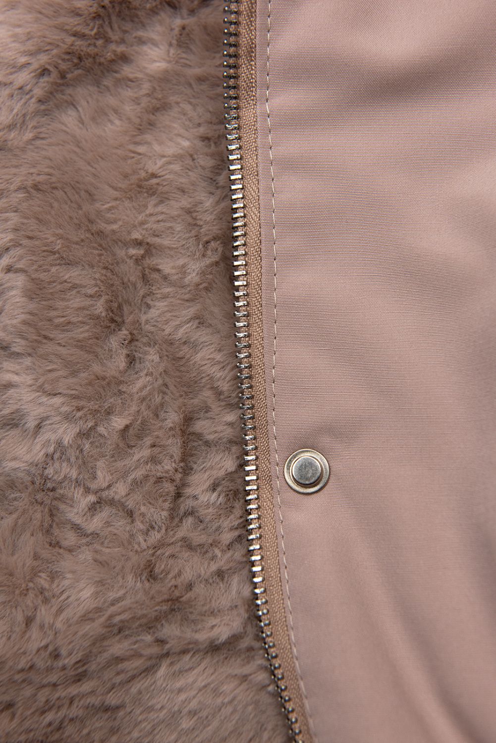 Winterparka mit Fellimitat beige-rosa