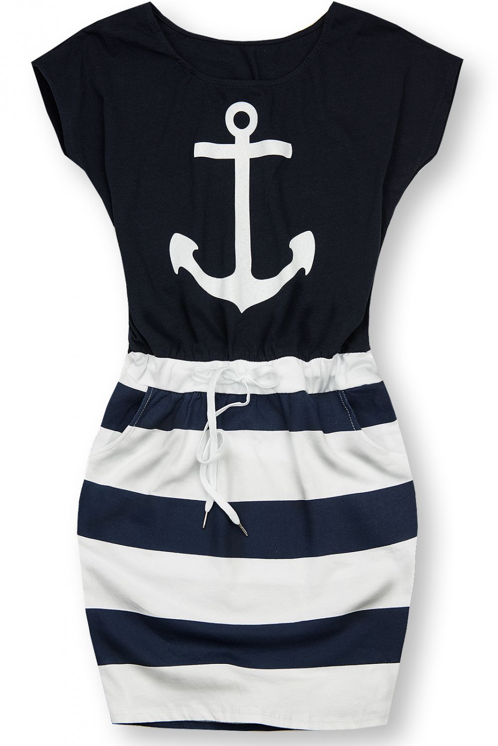 Kleid im Anker Druck dunkelblau