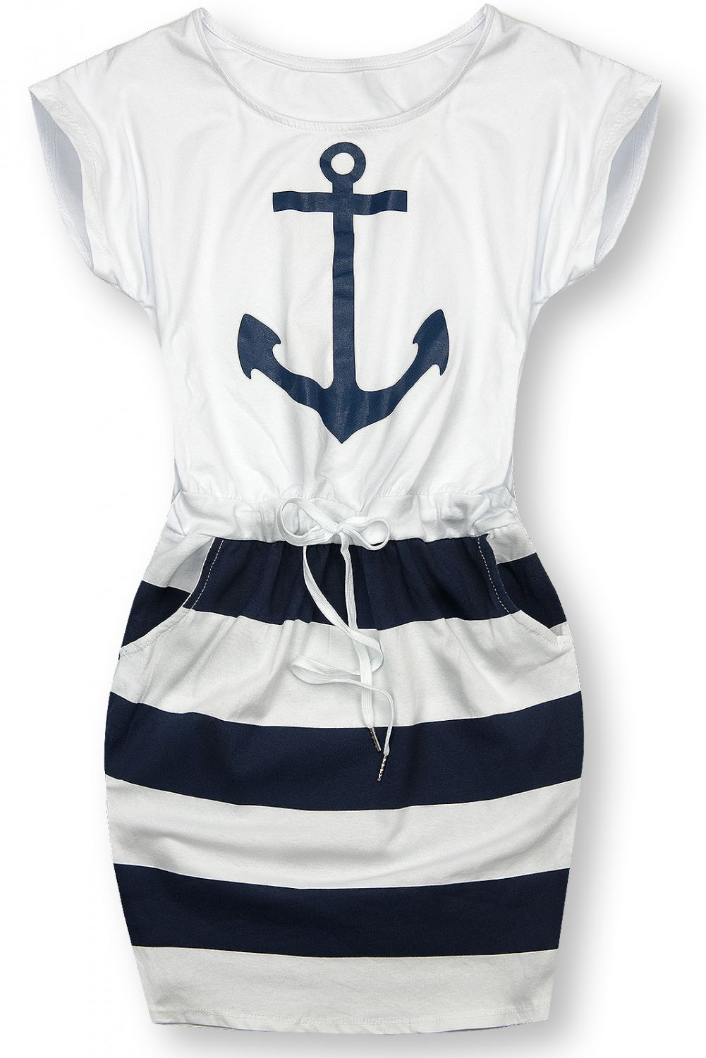 Kleid im Anker Druck weiß/blau