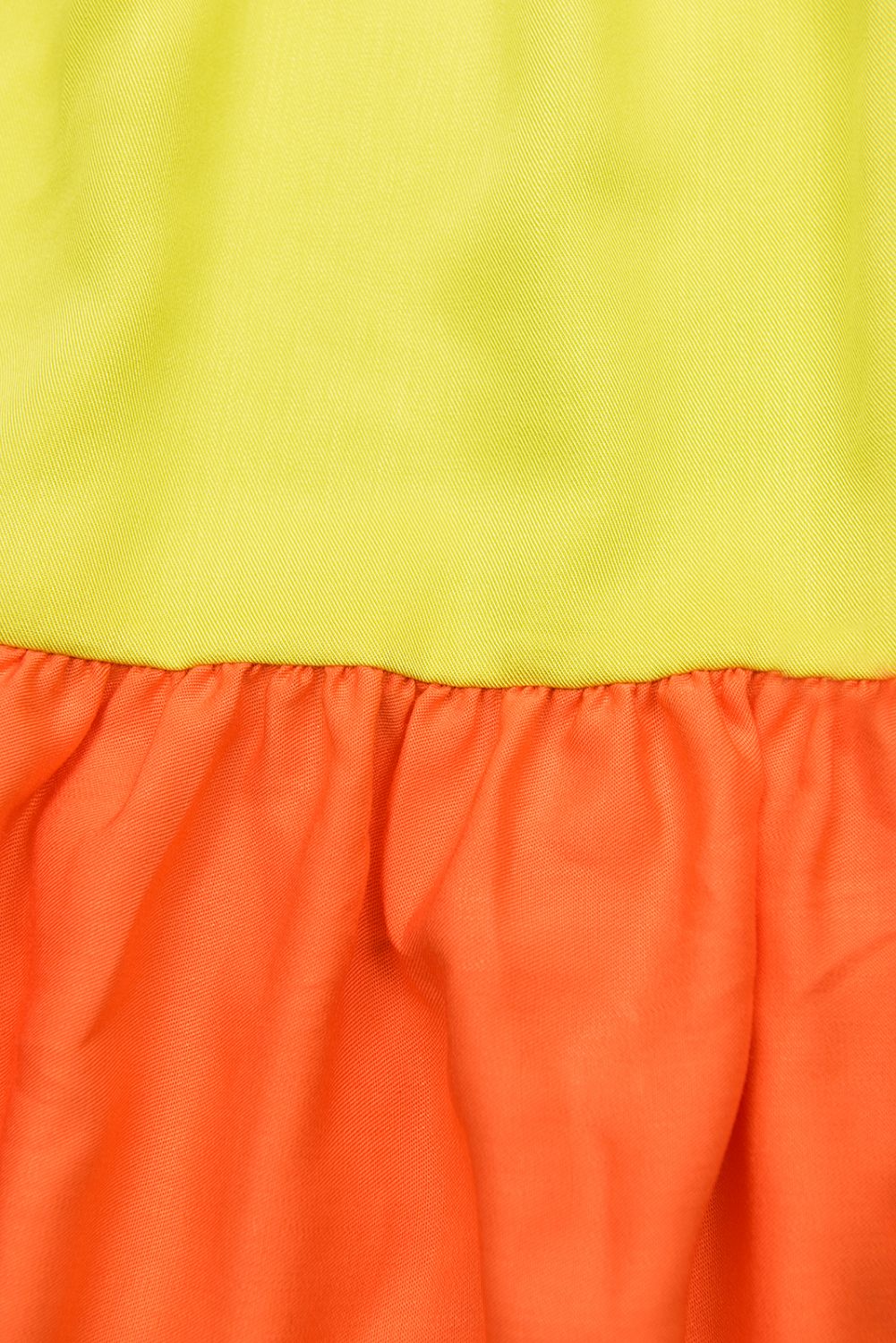Kleid mit Color-Blocking-Optik gelbgrün/orange