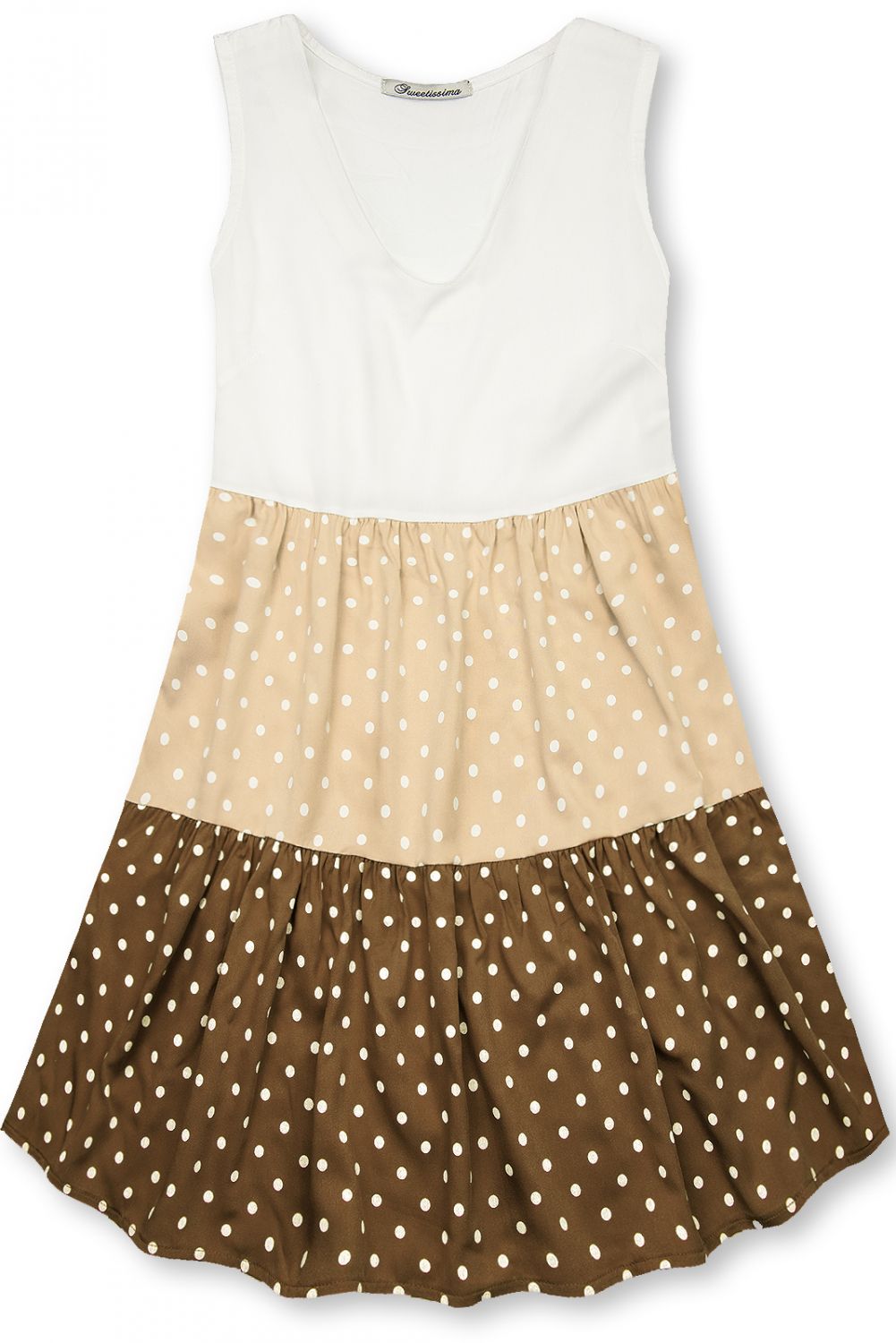Kleid mit Punktedruck beige/braun