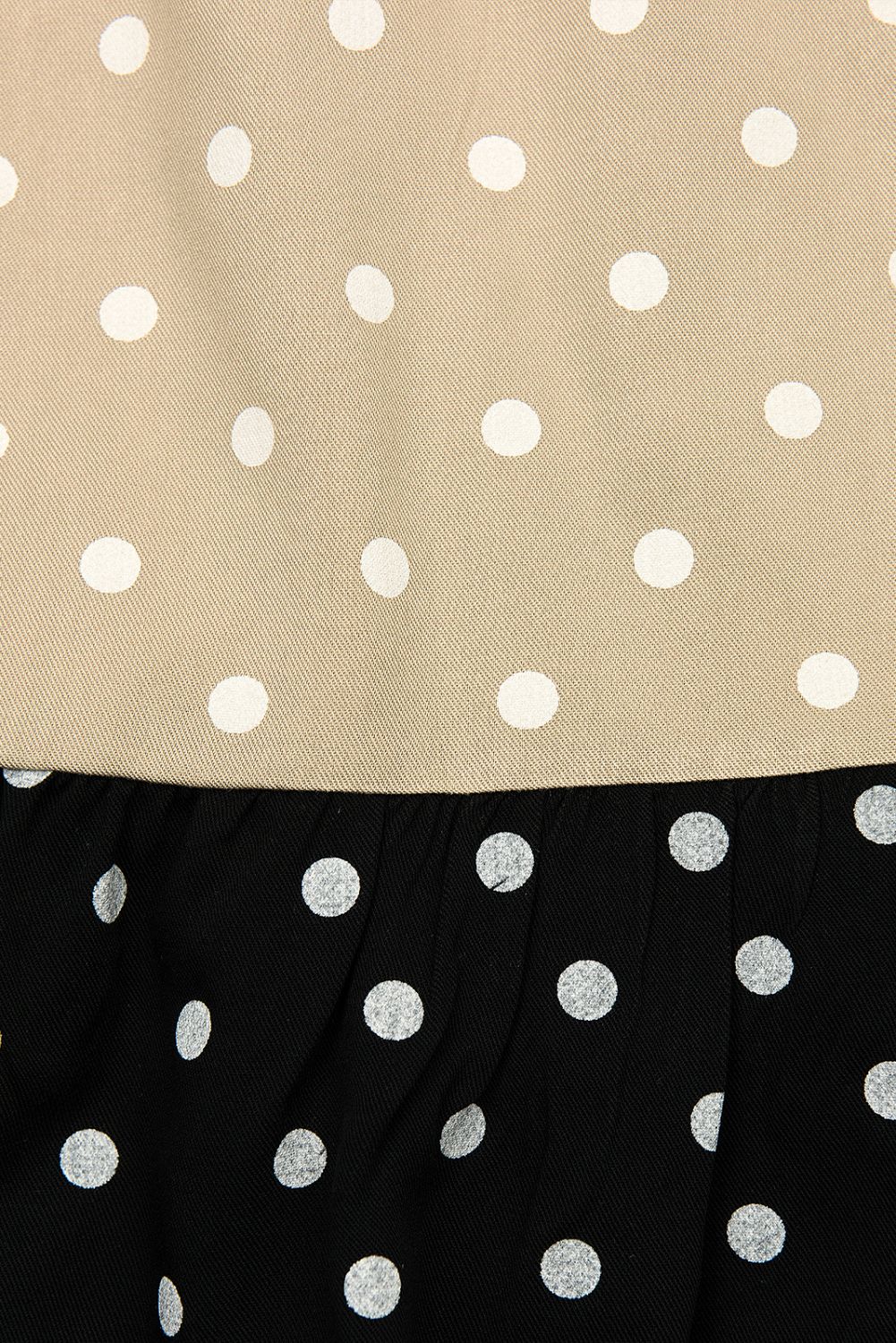 Kleid mit Punktedruck beige/schwarz