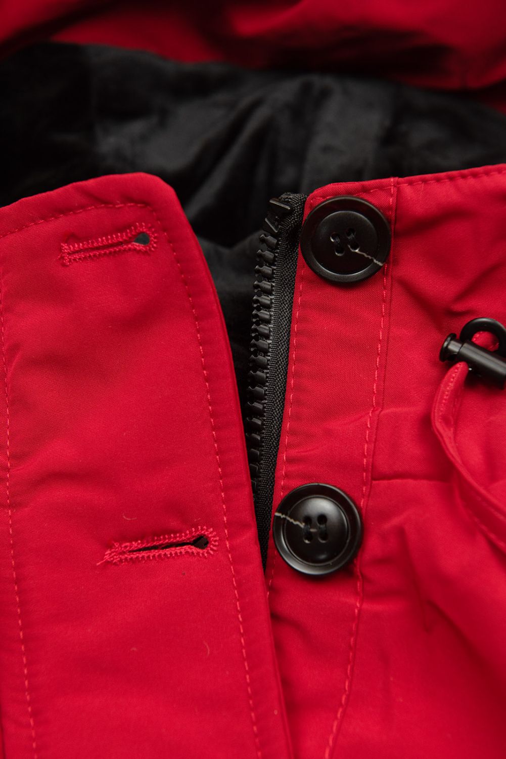 Parkajacke für Winter mit Kunstfell rot