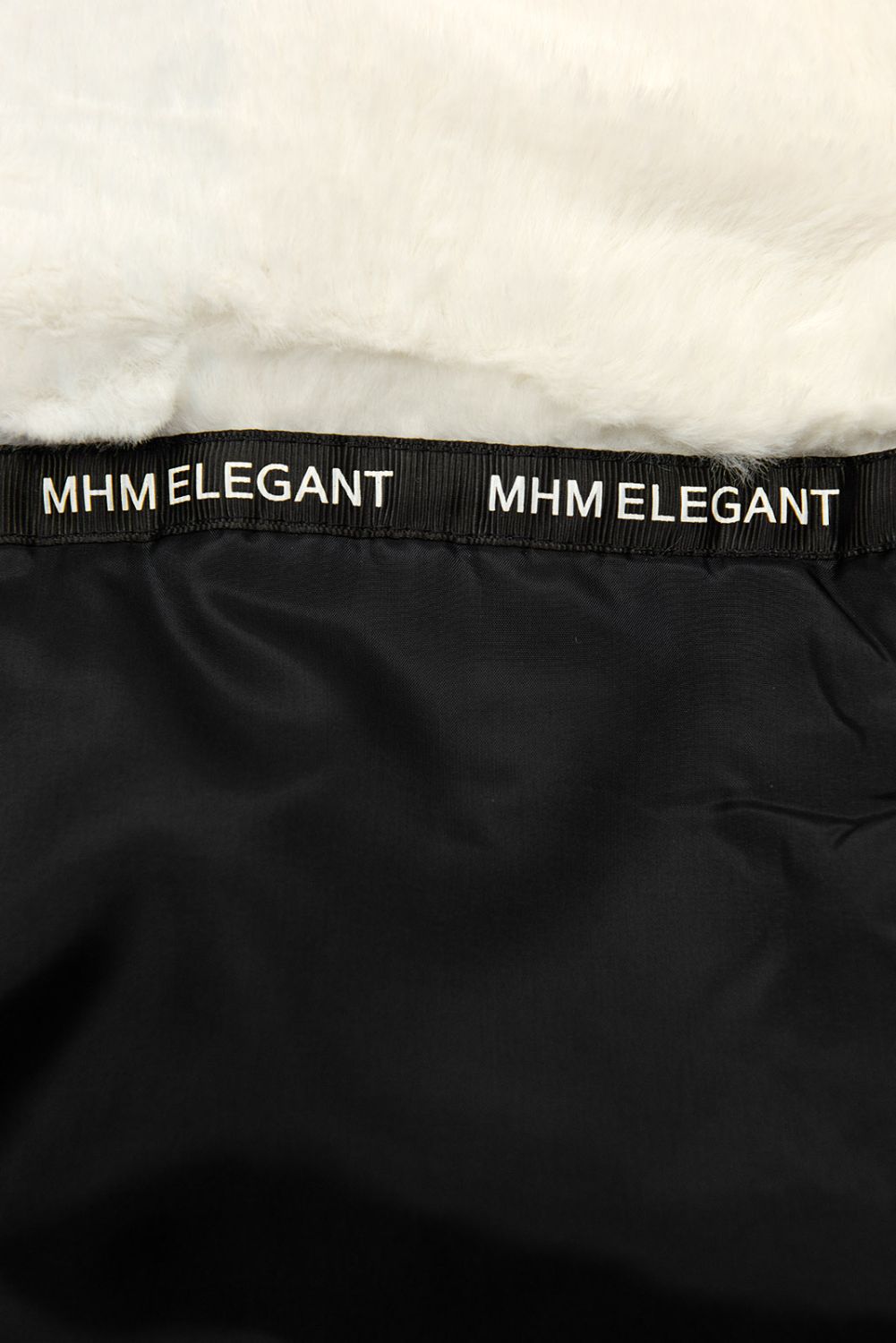 Mantel mit Kapuze und abnehmbarem Kunstfell-Kragen schwarz/beige