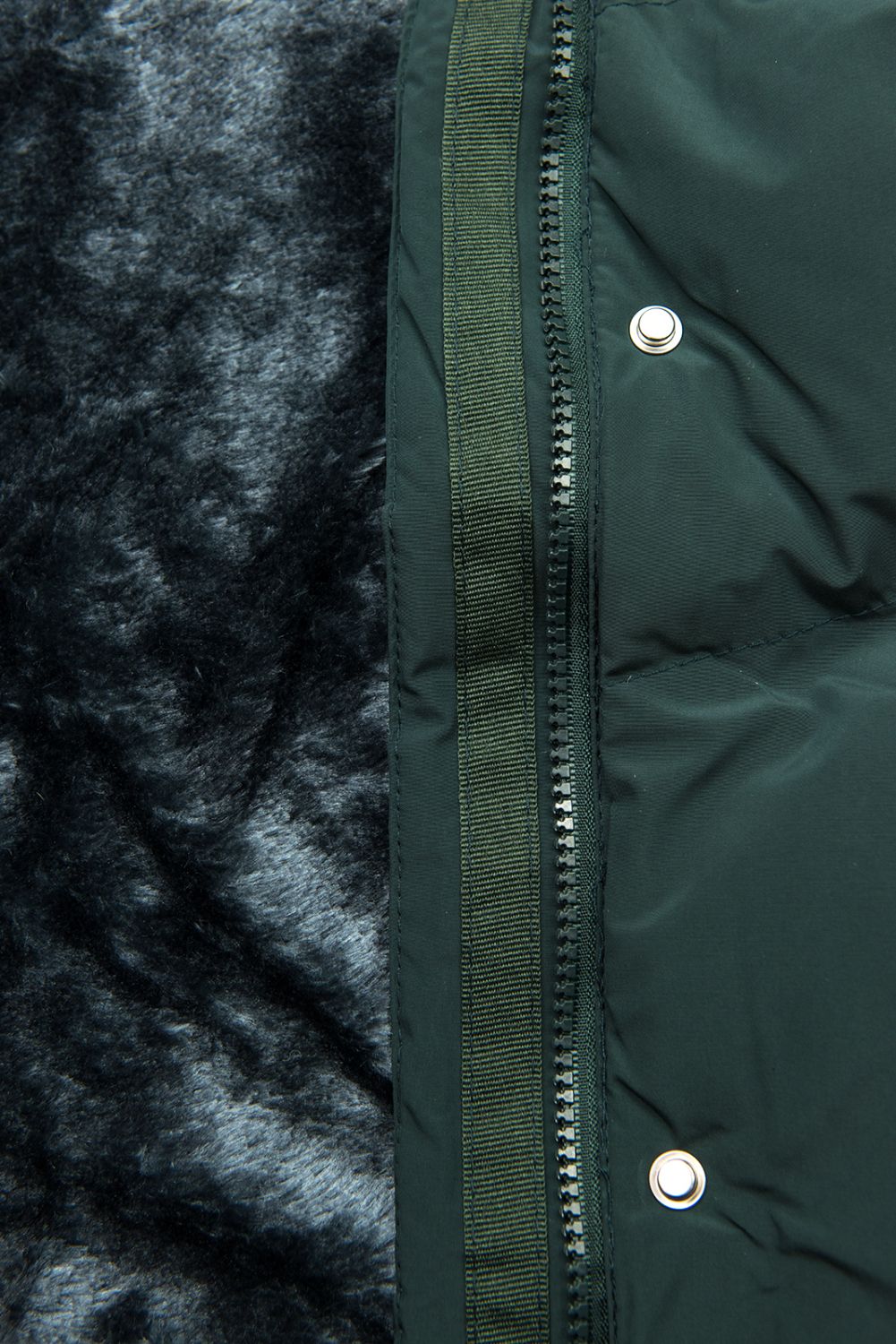 Winterjacke mit kuscheliger Teddy Fleece dunkelgrün