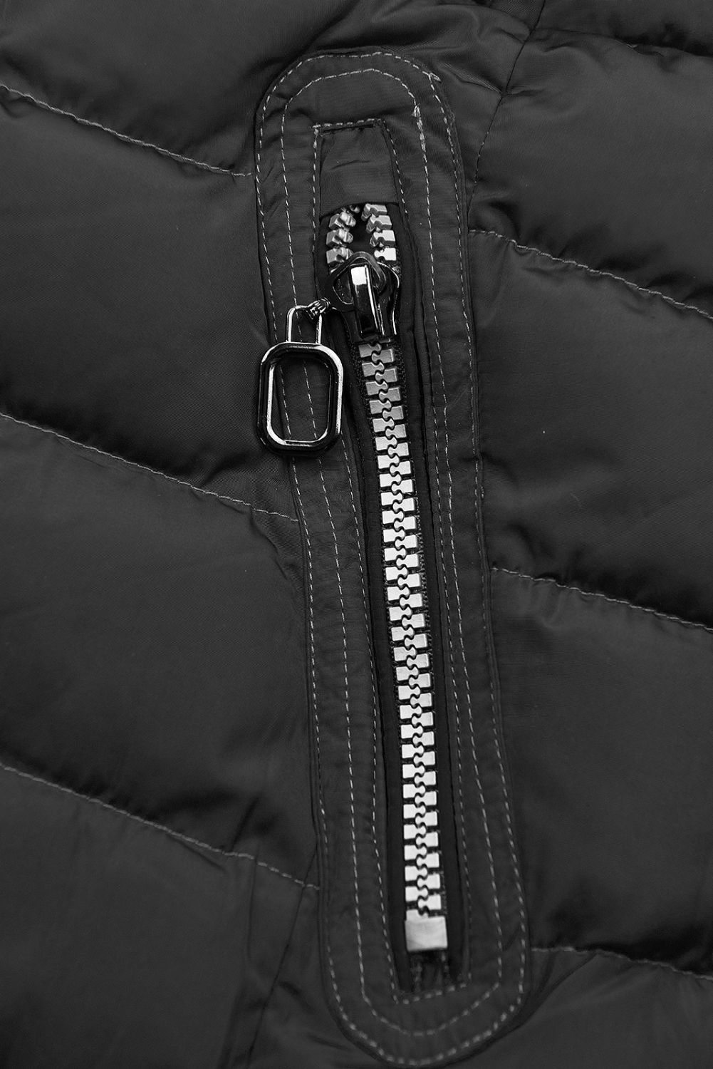 Steppjacke mit warmes Futter-Plüsch Schwarz