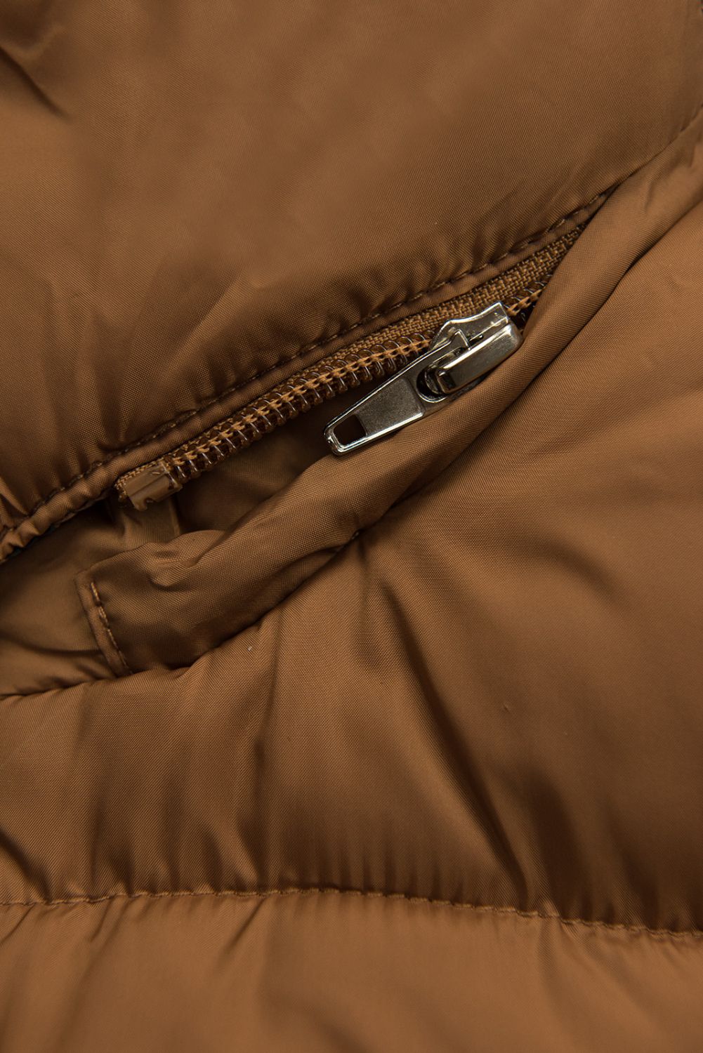 Winterjacke mit gemustertem Futter Karamellbraun