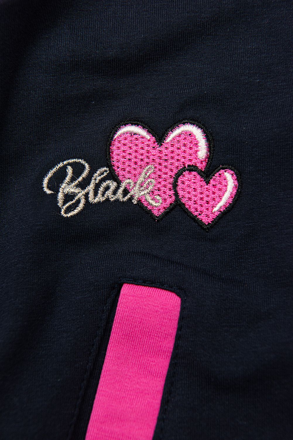 Sweatjacke im Collegestyle Dunkelblau/Pink