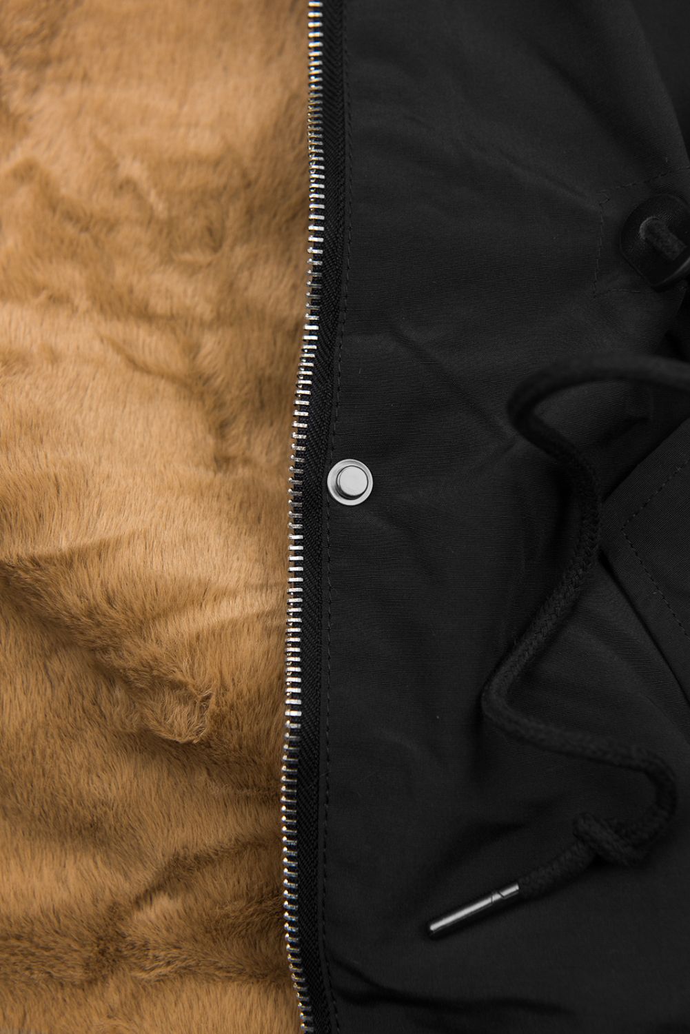 Winterparka mit abnehmbarem Kunstfell schwarz