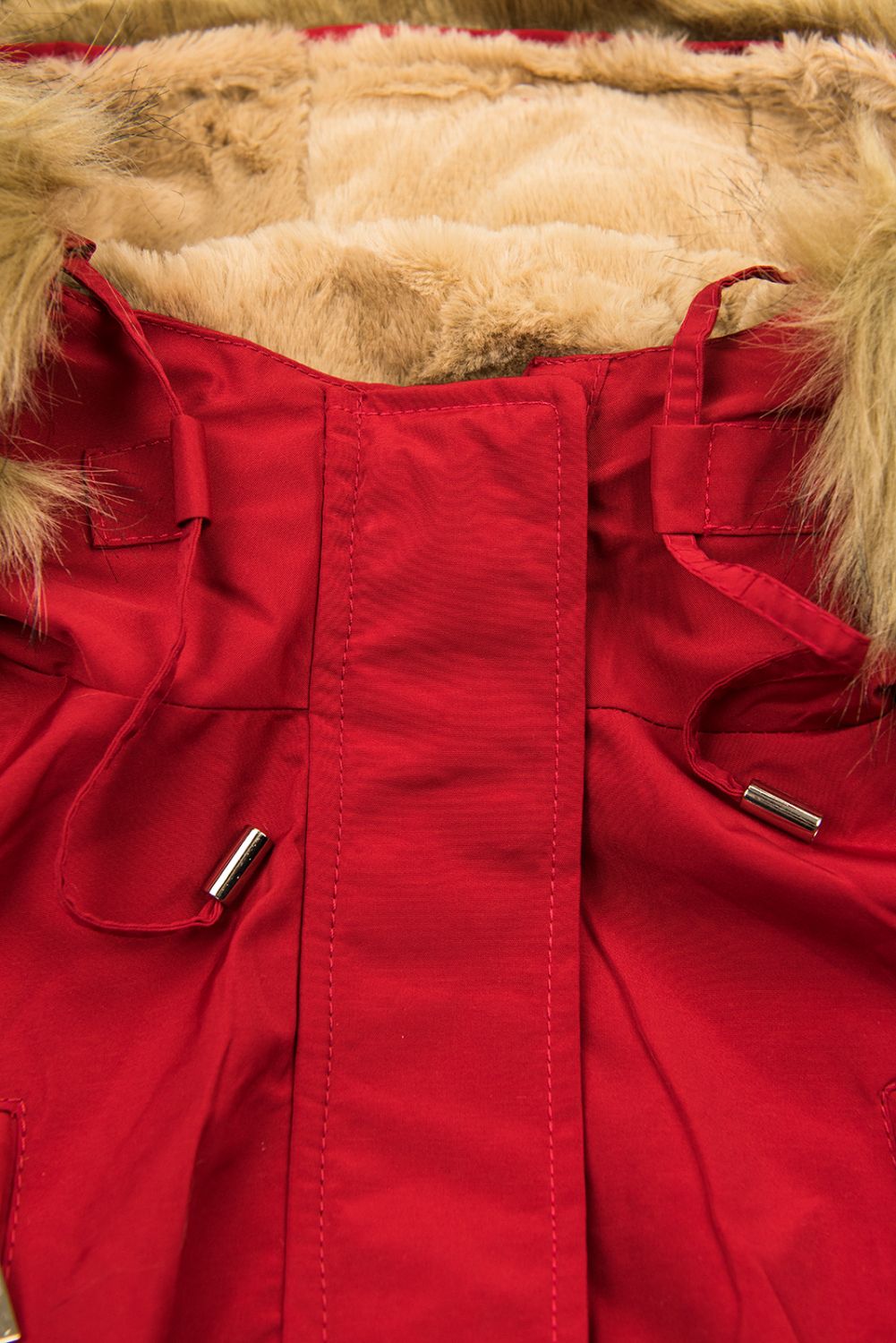 Parkajacke mit abnehmbarem Teddy-Futter rot/braun