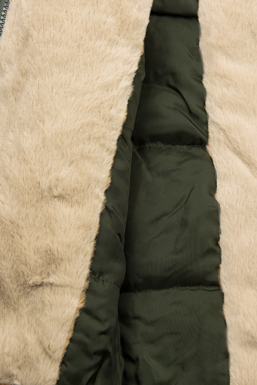 Parkajacke mit abnehmbarem Teddy-Futter army grün