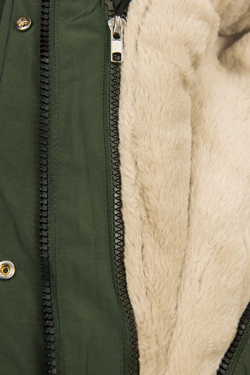 Parkajacke mit abnehmbarem Teddy-Futter army grün