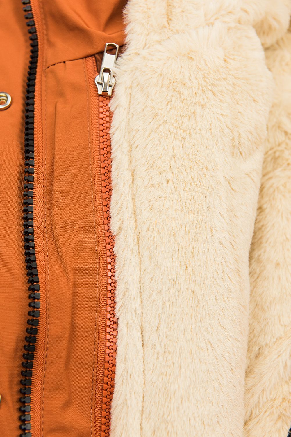 Parkajacke mit abnehmbarem Teddy-Futter orange