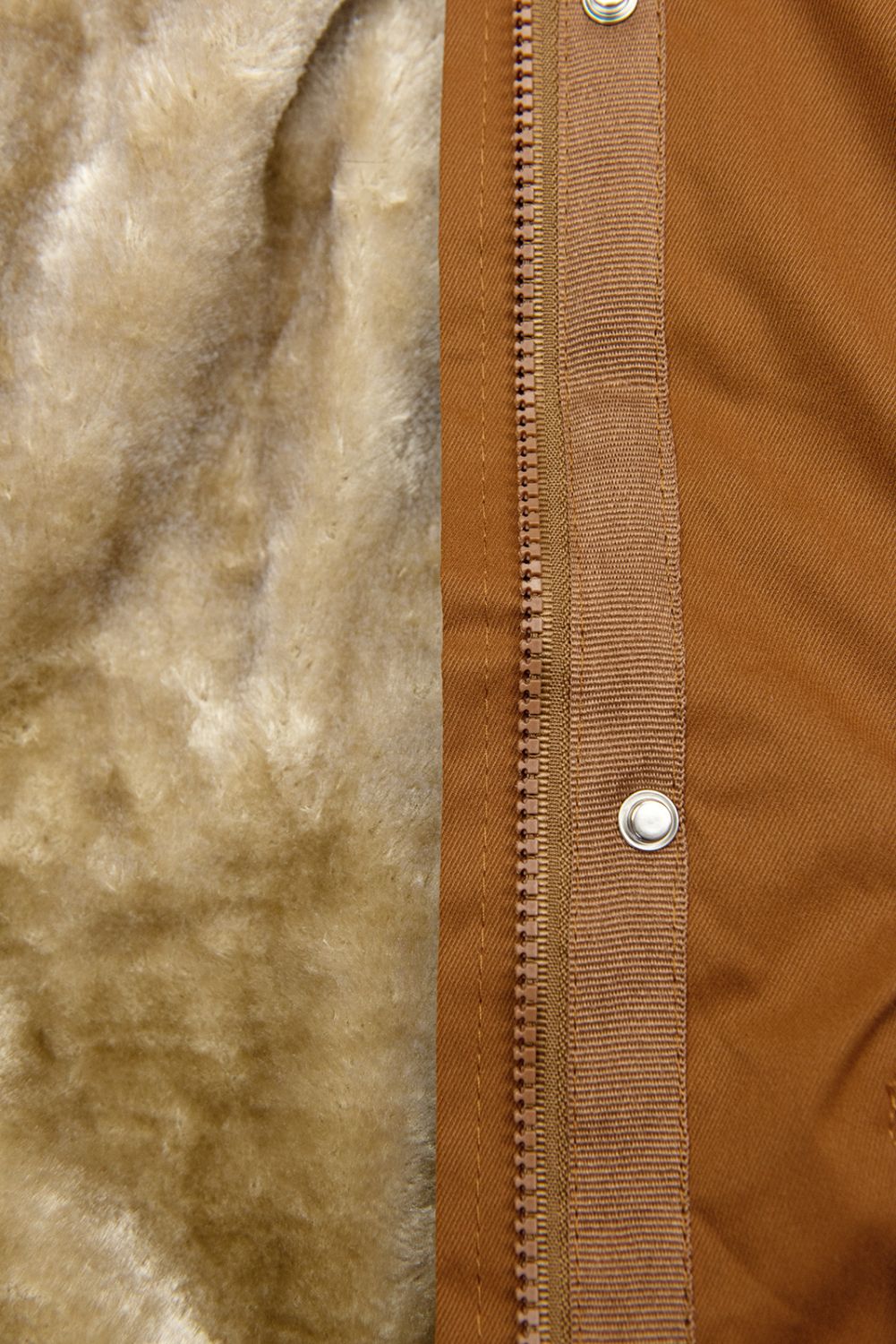 Parka mit abnehmbarem Futter und Kunstfell braun