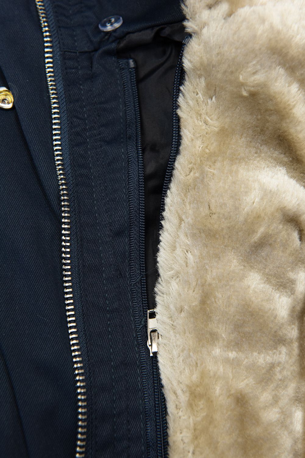 Parka mit abnehmbarem Teddyfutter dunkelblau