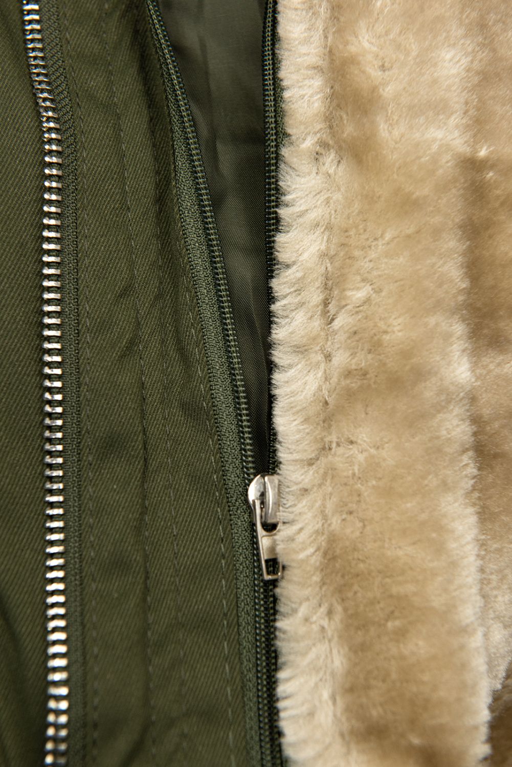 Parka mit abnehmbarem Teddyfutter khaki