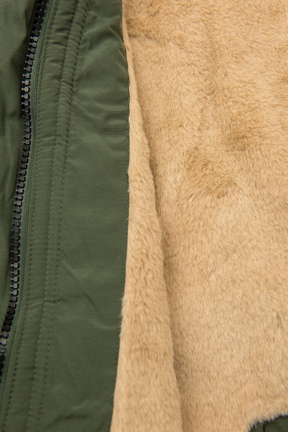 Parkajacke mit Teddy-Futter khaki
