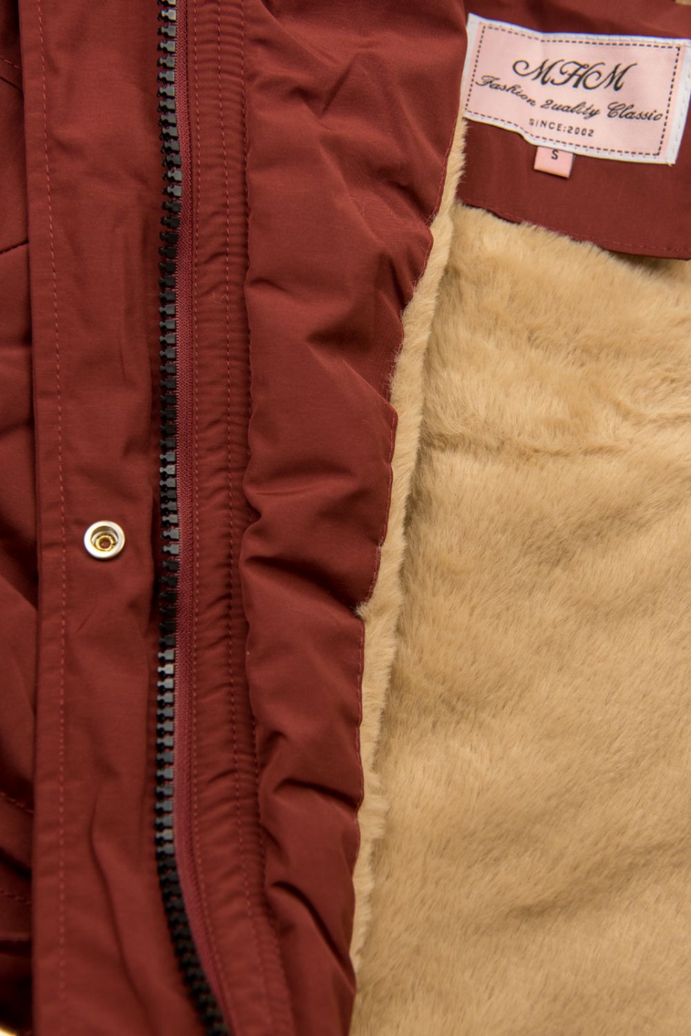 Parkajacke mit Teddy-Futter braunrot