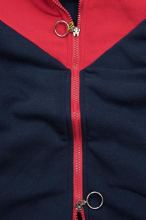 Sweatjacke in langer Form blau/rot/grau