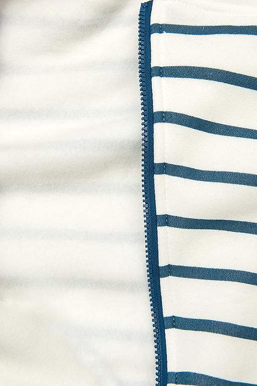 Kapuzenjacke in Streifenoptik weiß/blau/gelb