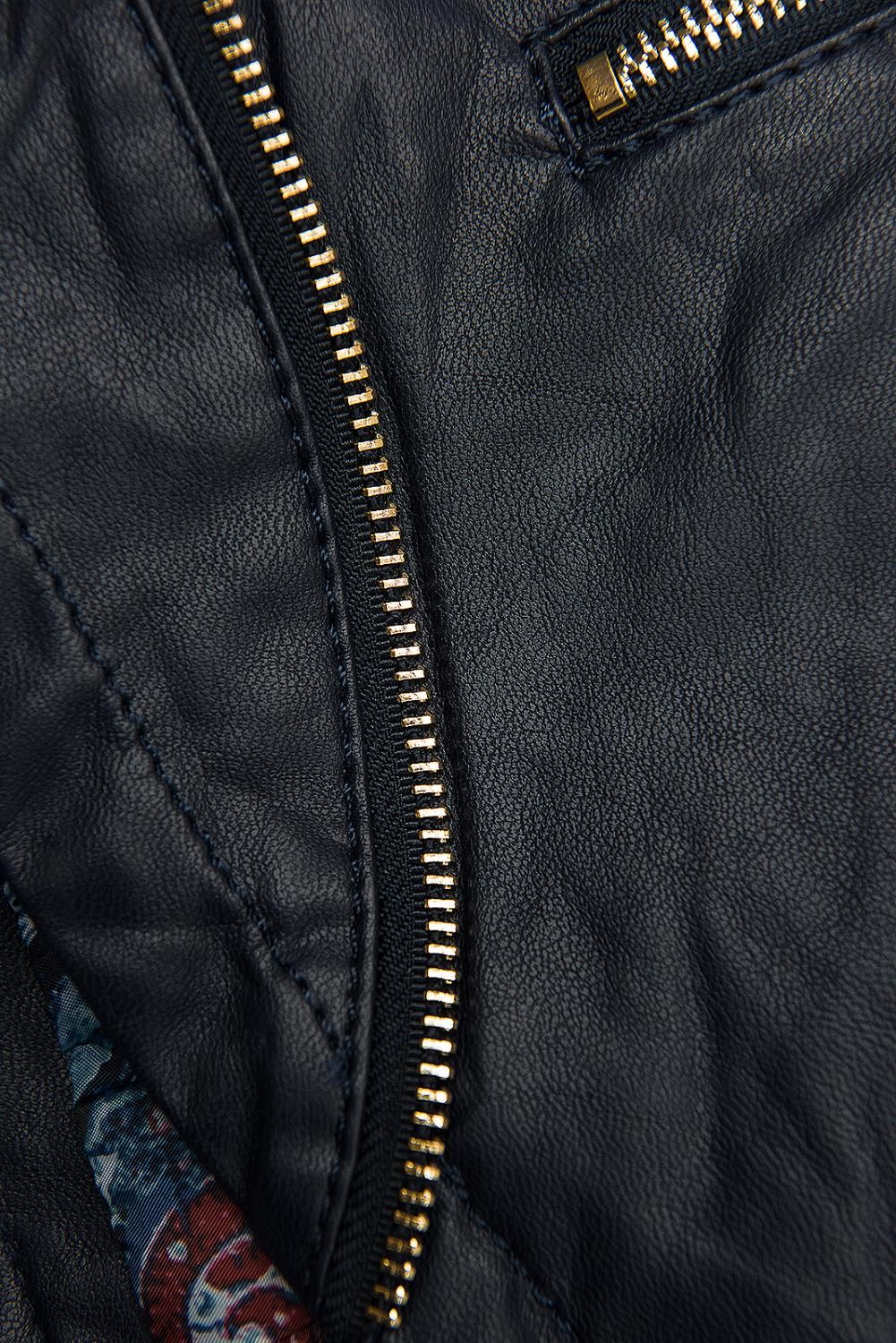 Kurzjacke aus weichem Lederimitat dunkelblau