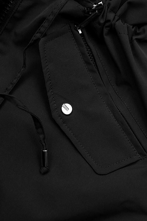 Leichter Parka mit Kapuze Schwarz/Hahnentrittmuster