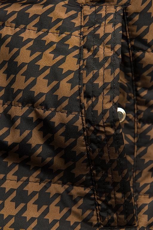 Leichter Parka mit Kapuze Schwarz/Braun Hahnentrittmuster