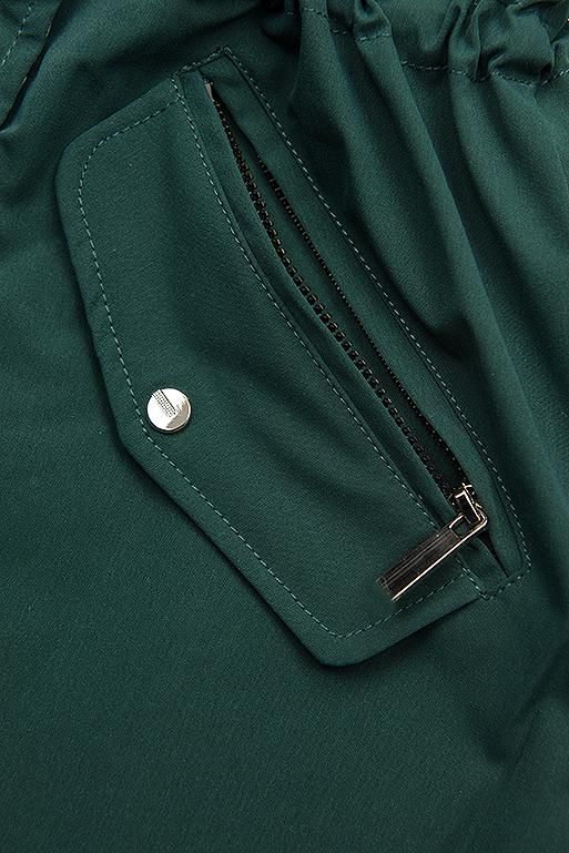 Leichter Parka mit Kapuze Grün/Hahnentrittmuster