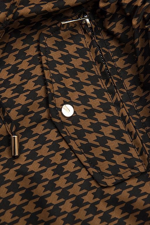 Parka mit Hahnentrittmuster braun/schwarz