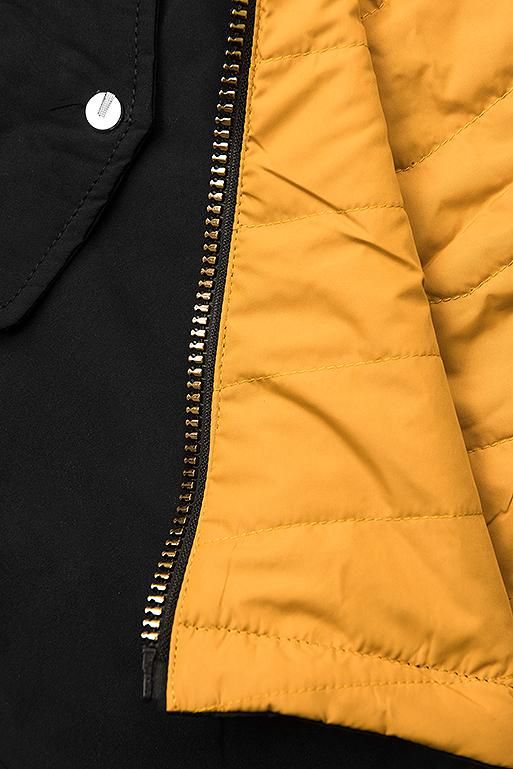 Wende-Parka mit Kapuze schwarz/gelb