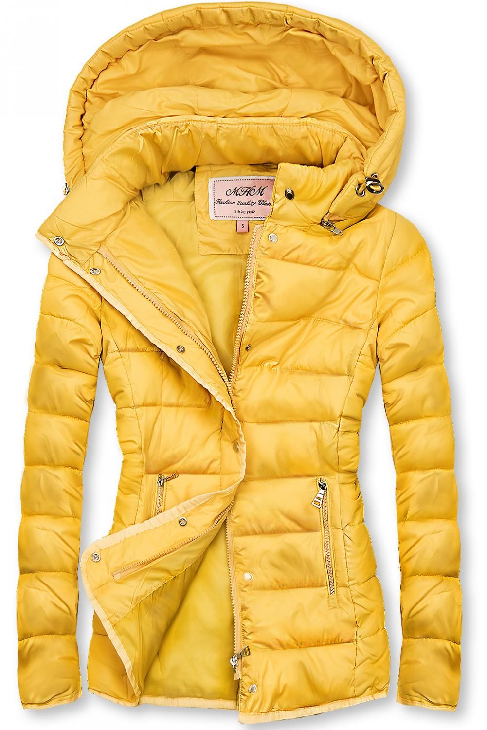 Steppjacke mit abnehmbarer Kapuze gelb