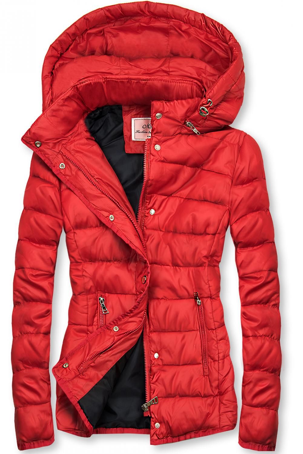 Steppjacke mit abnehmbarer Kapuze rot
