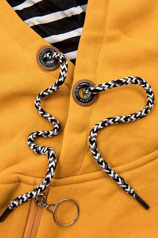 Sweatshirt/Sweatkleid mit Kapuze gelb