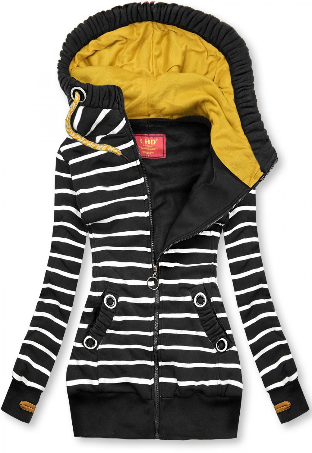 Sweatjacke in Streifenoptik schwarz