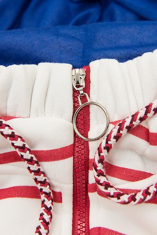 Sweatjacke in Streifenoptik weiß/rot