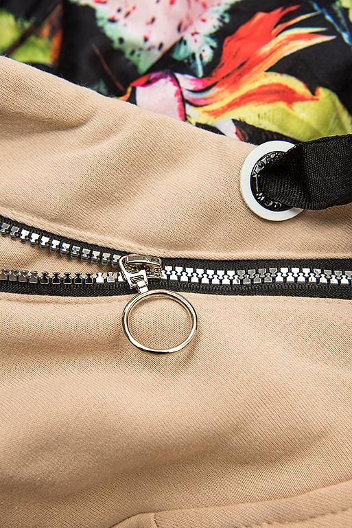 Verlängerte Sweatjacke mit Kapuze beige