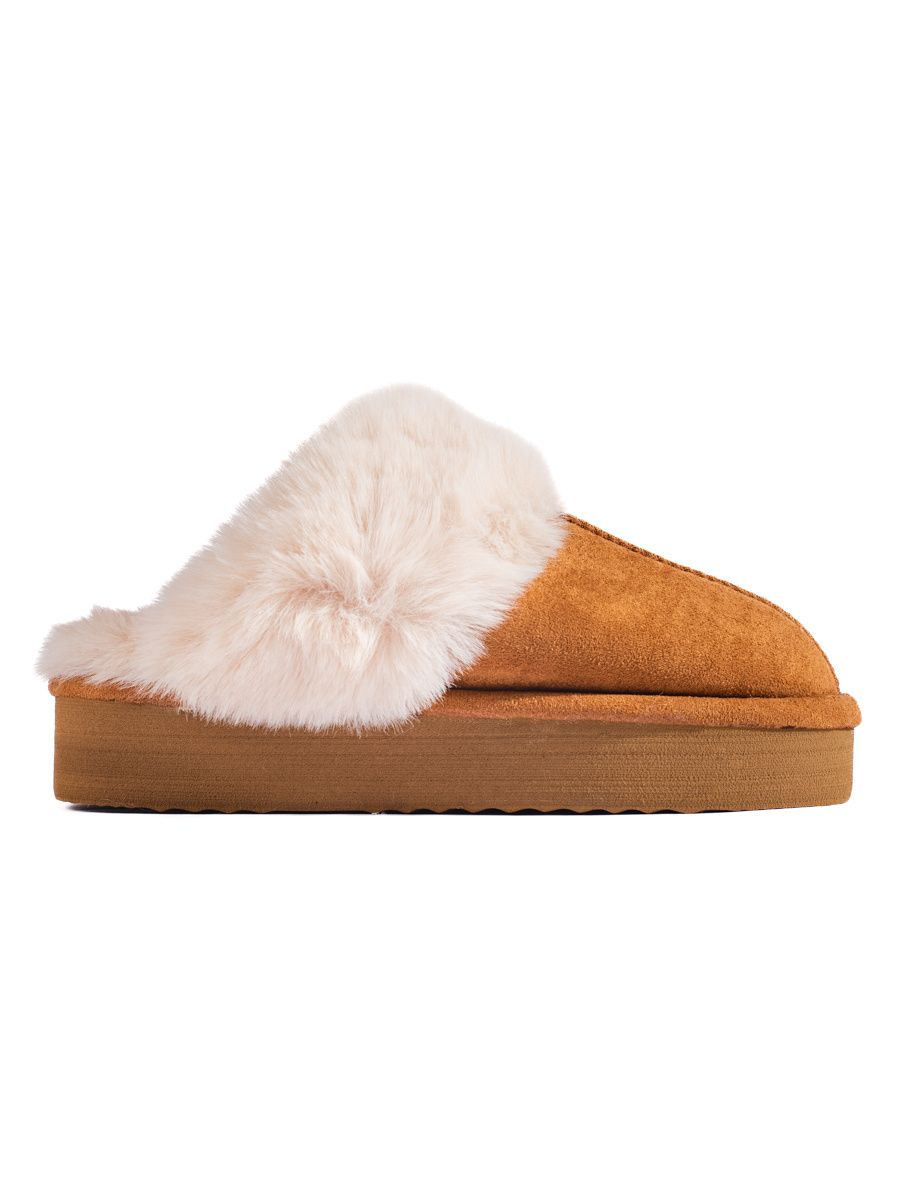 Braune Plateau-Hausschuhe