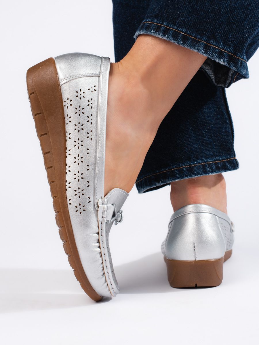 Silberne Damen Mokassins